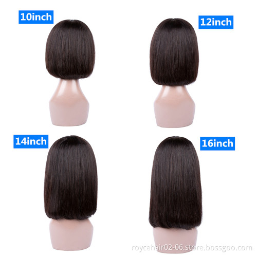 8" 10" 12" 14" 16" Inch Peruvian Cuticle Aligned Human Hair Middle Part HD Lace Front Short Bob Wig For Black Women